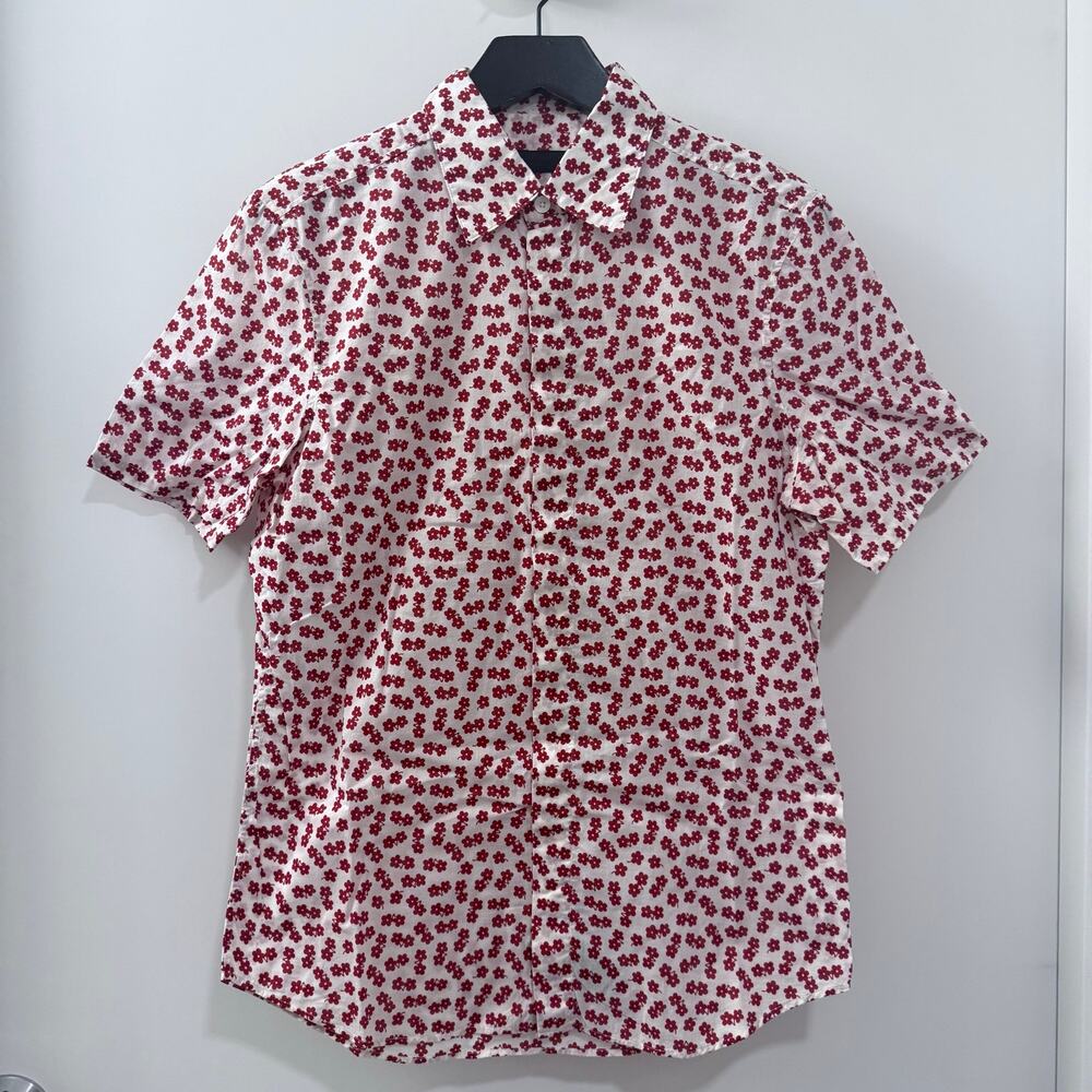 Burberry Prorsum Red Floral Cotton Shirt Made in Italy 14.5/37